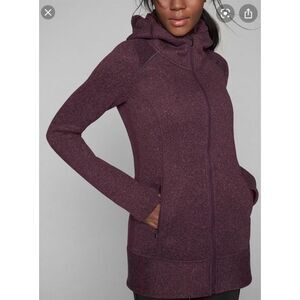 Athleta CYA Stronger Purple High Neck Hooded Full Zip Sweater Medium #754